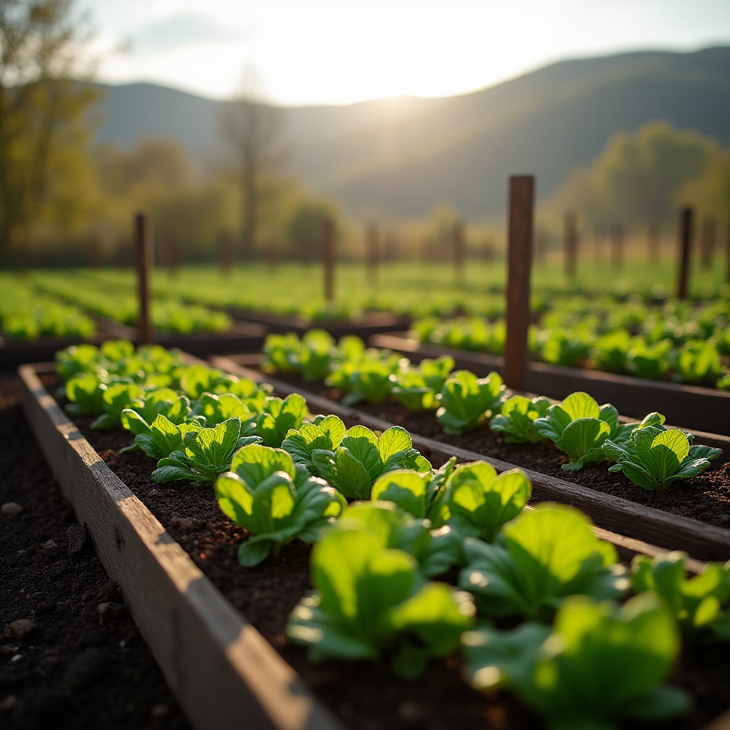 Grădină de legume înflorind primăvara în România